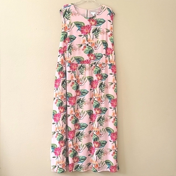 J. Jill Womens Pink Tropical Floral Raspberry Printed Sleeveless Dress - Size 4X - Picture 1 of 11